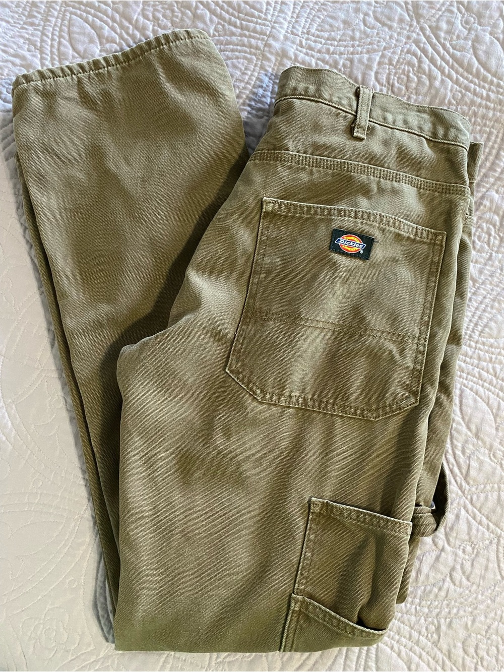 Dickies Mens Flannel Lined Carpenter Pants 33x32 Brown Relaxed Duck Work Utility